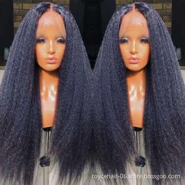 30 Inch High Quality Virgin Remy Human Hair Wig Kinky Straight Yaki Full Lace Braided Natural Wigs for Women